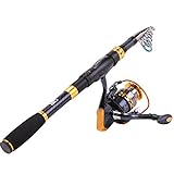 Sougayilang Fishing Rod Reel Combos Carbon Fiber Telescopic Fishing Pole with Spinning Reel for Travel Saltwater Freshwater Fishing-2.1M/6.89Ft
