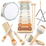 Musical Instruments - Neutral Colors Toddler Toys - Aesthetic Musical Toys, Montessori Toys - Modern Boho Xylophone, Wooden Percussion Instruments for Kids, Gender Neutral Baby Gifts