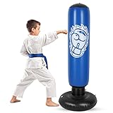 Inflatable Punching Bag for Kids, Free Standing Immediate Bounce Back 63'' Kids Boxing Bag for Practicing Karate and Taekwondo (Blue)
