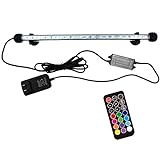 COVOART 15 inches LED Aquarium Light, 2.5W Fish Tank Light Underwater Light Submersible Crystal Glass Lights, 21 LED Beads 12 Colors 19 Modes Brightness Adjustable Memory Function IP68 Waterproof