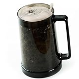 Granatan Black Beer Mug Frozen Cup with Gel Freezer 16 oz, Double Walled Beer Mug For Freezer, Plastic Beer Mug with Handle
