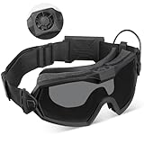 XImybst Airsoft Goggles Anti Fog, Tactical Goggles with Fan and Interchangeable Lens, Military Shooting Safety Goggles & Glasses for Cycling Paintball Hunting Motorcycle (Black)