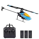 GoolRC C129 RC Helicopter for Adults and Kids, 4 Channel 2.4Ghz Remote Control Helicopter with 6-Axis Gyro, Aileronless RC Aircraft with Altitude Hold and 3 Batteries (Blue)