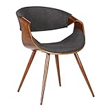 Armen Living Butterfly Dining Chair in Charcoal Fabric and Walnut Wood Finish 22D x 21W x 29H in