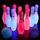 Kids Light Up Bowling Set Bowling Pins Games for Kids Indoor, Toddler Bowling Ball Set Glow in The Dark Games for Kids 2-12 Indoor & Outdoor