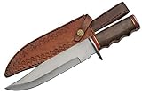 SZCO Supplies 12” Stainless Steel Wood Handle Bowie Hunting Knife W/Sheath