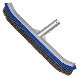 Polog Pool Brush, 17.5” Pool Brush Head with Stainless Steel Bristle, Pool Wire Brush for Cleaning Algae Calcium Buildup Rust Stains, Suit for Concrete Gunite Plaster Pool (No Pole Included)