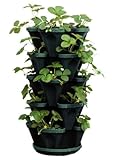 Mr. Stacky 1305-HG 5-Tier Stackable Strawberry, Herb, Flower, & Vegetable Planter - Vertical Gardening Indoor / Outdoor Stacking Garden Pots Hunter Green, 22.5 Quarts