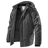 TREKEK Men's Winter Ski Jacket Warm Fleece Waterproof Outdoor Mountain Hiking Windbreaker Hooded Snow Rain Coat, Grey, X-Large