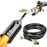Heavy Duty Propane Torch Weed Burner High Output 500,000 BTU, Weed Torch Wand with Turbo Trigger Push Button Igniter (Piezo Electric Ignition) and 6.5 ft Hose for Ice Snow Melter, Roofing, Roads