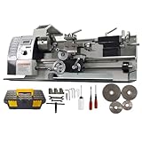 INTBUYING Metal Lathe 8''x16'' Benchtop Mini Lathe Machine Precision Hobby DIY Lathe Industrial Metal Wood Working Table Lathe 900W Brushless 50-2500RPM MT5 Spindle Taper Metric Thread WM210V 110V
