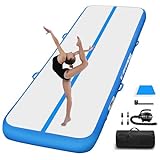 Gymnastics Mats Tumbling Track Mat, Air Mat Tumble Track Inflatable Training Mat 4 inch Thickness With Carry Bag Electric Pump For Home Use, Cheerleading, Yoga, Water Exercise (Blue, 10ftx3ftx4inch)