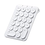 SANWA Bluetooth Numeric Keypad, Rechargeable Wireless Ten Key Number Pad, 22-Key Portable & Slim Financial Accounting Numpad for Laptop Computer, Compatible with MacBook, Windows, Android, iOS, White