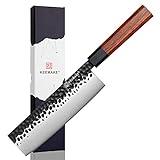 KEEMAKE Nakiri Knife Japanese Vegetable Knife 7 inch, Japanese 440C Stainless Steel Sharp Asian Cooking Knife with Octagonal Wood Handle