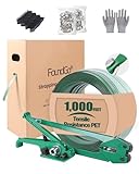 FoundGo PET Banding Strapping Kit for Heavy Duty Durable Pallet Packaging Strapping Tool with 1500lbs 5/8' x 1000' PET Strapping Roll & its own Pull-Out Box 100 Corner Protectors 300 Seals