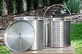 Barton 74 QT Stock Pot Steamer Basket Lid 20-Gauge Commercial Food-Grade 304-Stainless Steel Boiling Steaming (74 Quart)