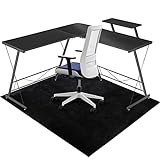 QQpony Large Chair Mat for Hard Floor, 63'x51' Office Chair Mat for Hardwood Floor, Flannel Fabric Desk Rug for Hard Surface, Protector Floor Chair Mat for Home Office (Black)