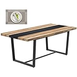 STHOUYN 71' 6ft Large Dinner Table for 6 8 Seat Dining Room Table, Rectangular Farmhouse Modern Kitchen Long Black & Brown Industrial Conference (Brown)