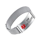 YOTHIWAD Medical Alert Bracelets for Men Women Medical Id Bracelets Adjustable Stainless Steel Band Magnetic Security Clasp DNR(DO NOT RESUSCITATE)