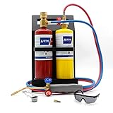RTMMFG Oxygen MAPP Torch Kit Portable Cylinder Metal Stand, for Soldering, Brazing, Sparker, Protection glass, Extra nozzle(Gas Cylinders Not Included)