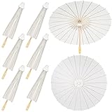 Sadnyy 33 Inches Paper Umbrellas Paper Decorative Chinese Japanese Parasol Umbrella DIY Oiled Paper Painting Umbrellas Crafts for Wedding Bridal Party Decor (White,12 Pack)