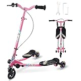 SANSIRP Swing Scooter for Kids, 3 Wheels Wiggle Scooter Foldable Self-Propelling Drift Kick Speeder Scooter with 3-Level Adjustable/LED Wheels for Boys Girls Ages 3-8