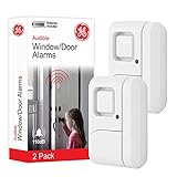 GE Personal Security Window and Door Alarm, 2 Pack, DIY Protection, Burglar Alert, Wireless Chime/Alarm, Easy Installation, Home Security, Ideal for Home, Garage, Apartment and More,White, 45115