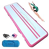 ALIFUN Inflatable Gymnastics Tumbling Track Air Mat 6.6 ft 10ft 13ft 16ft 20ft Tumble Track Thick 4-8 Inches Wide 3.3-6.6 Ft Training Track Mat with Electric Air Pump