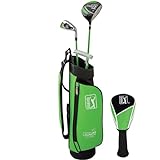 PGA Tour G1 Series Kids Green Golf Club Set with 3 Clubs, Golf Bag & 5 Total Pieces | Golf Clubs and Sets for Heights 3'6' - 4'1' | Complete Golf Club Sets | Young Men & Women Golf Clubs Ages 3-5