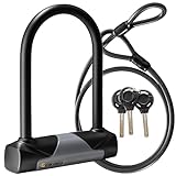 Via Velo Bike U-Lock with Cable, Heavy Duty Anti-Theft Bicycle U Locks with 8mm Braided Steel and 2 Keys, 4ft Length Security Cable for E-Bike, Scooter Mountain Road Bike