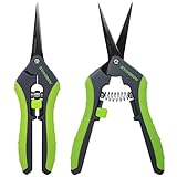 STAYGROW 2pcs 6.5' Pruning Shears for Gardening, Ultra Sharp Garden Scissors for Precise Cuts, Stainless Steel Bonsai Clippers with Spring Loaded, 6.5 Inch Garden Shears (1pc Straight & 1pc Curved)