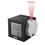 BALDR Digital Projection Alarm Clock, 4” LCD Screen with 7 Display Colors & Adjustable Brightness, Projects The Time on Any Surface, Displays Date & Indoor Temperature, with Power Adapter