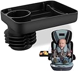 DCG Center, Car Seat Tray, Car Tray for Kids, Cup Holder Tray for Snacks, Kids Travel Essentials, Travel Tray for Kids Car Seat, Toddler Seat Tray, Portable Silicone Tray, Baby Stroller Tray (Black)