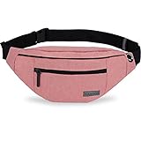Large Pink Fanny Pack with 4-Zipper Pockets Water-Resistant Adjustable Straps Waist Belt Bag for Women Girl,Gifts for Enjoy Festival Sports Yoga Workout Traveling Running Casual Hands-Free Wallets