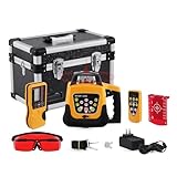 Iglobalbuy Automatic Self-Leveling Rotary Laser Rotating Horizontal & Vertical Laser Level Kit 500M w/Remote Control + Receiver, Leveling Transit Laser Level Red Beam for Construction (Rotary Laser)