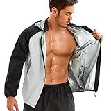 Junlan Sauna Suit for Men Sweat Sauna Jacket Zipper Sauna Shirt Gym Workout Suit (Black&White Only, Large)