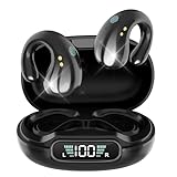 Wireless Ear Clip Earbuds Open Ear Clip Headphones Bluetooth 5.3 Sports Earphones HiFi Stereo Built-in Mic with Ear Hooks, Charging Case LED Display, IP7 Waterproof Fitness Ear Buds for Running