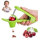 Cherry Pitter Tool, Olive Pitter Tool, Cherry Pitter Remover, Cherry Core Remover Tool with Space-Saving Lock Design, Pit Remover for Cherries (Green)