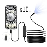 Endoscope Camera with Light, 1920P HD Borescope with 8 Adjustable LED Lights, Endoscope with 16.4ft Semi-Rigid Snake Cable, 8mm IP67 Waterproof Inspection Camera,Supports iOS System, not for Android