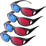 4 Pieces 3D Movie Game Glasses 3D Style Glasses for 3D Movies Games Light Simple Design, 3D Viewing Glasses (Red and Blue)