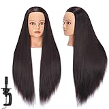 Headstar Mannequin Head 26-28' Synthetic Fiber Manikin Head Hairdresser Styling Training Head Training Model Cosmetology Doll Head Hair for Practice Cutting Braiding with Free Clamp Stand 7E6606LB0220