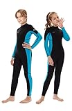 Hevto Wetsuits Kids 3/2mm Neoprene Full Wet Suit Thermal Children Boy Youth Girl for Swimming Water Sports (K01-Blue, 8)