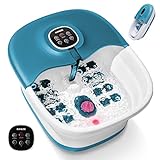 Foot Bath Spa with Heat and Massage and Jets, 16 Massage Rollers & Bubble, Electric Foot Bath Massager with Pumice Stone, Collapsible Pedicure Foot Soaker Tub Home Basin for Tired Feet, Remote Control