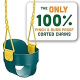 Deluxe High Back Full Bucket Toddler Swing with Exclusive Chain & Triangle Dip Pinch Protection and Carabiners for Easy Install - Green - Squirrel Products