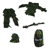 Modern Warrior Ghillie Suit 3 Piece Set - Woodland and Forest Design - One Size Fits Most Adults M-XXL Camouflage