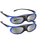 144Hz DLP Link 3D Glasses, Rechargeable 3D Active Shutter Glasses for All DLP-Link 3D Projectors, Can't Used for TVs, Compatible with BenQ, Optoma, Dell, Acer, Viewsonic DLP Projector (Blue- 2 Pack)