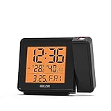 BALDR Projection Alarm Clock - Atomic Clock Project Time on Ceiling for Bedrooms - Display Calendar & Indoor Temperature - Adjustable Backlight & Projection Brightness – CL0367BL