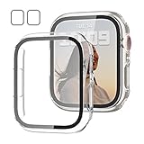 2 Pack Case with Tempered Glass Screen Protector for Apple Watch Series 9/8/7 41mm,JZK Slim Guard Bumper Full Hard PC Protective Cover HD Ultra-Thin Cover for iWatch 9 8 7 41mm Accessories,Clear