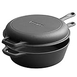EDGING CASTING 2-in-1 Pre-Seasoned Cast Iron Dutch Oven Pot with Skillet Lid Set, 10' Skillet/ 3QT Pot for Cooking, Baking, Frying and Camping