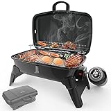CAMPLUX Small Propane Grill 10,000 BTU, Portable Propane Grills 189 Square Inches, BBQ Tabletop Gas Grill for Camping, Picnic, RV Travel, Outdoor Cooking, Black